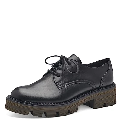 Immagine di MARCO TOZZI Scarpe Stringate Donna in Pelle Sintetica Zeppa, Black/Khaki, 40 EU