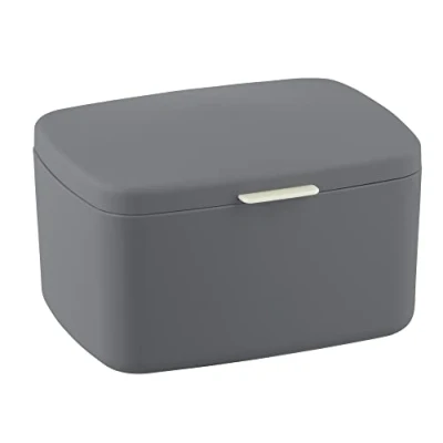 Immagine di WENKO Contenitore da bagno con coperchio Barcelona antracite cestino portaoggetti, coperchio, assolutamente infrangibile Grigio