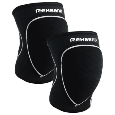Immagine di Rehband ginocchiere 1 pezzo o Paio, per pallamano e pallavolo comode aderenti, proteggono il ginocchio in caso di impatto, Colore:Nero Misura:L
