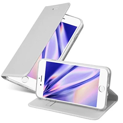 Immagine di Cadorabo Custodia Libro per Apple iPhone 7 / 7S 8 SE 2020 in CLASSY ARGENTO con Vani di Carte, Funzione Stand e Chiusura Magnetica Portafoglio Cover Case Wallet Book Etui Protezione
