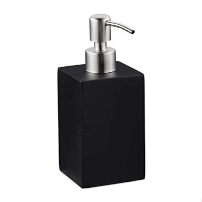Immagine di Relaxdays Dispenser di Sapone, 300ml, Portasapone Ricaricabile Manuale, Accessorio Bagno &amp; Cucina, Rettangolare, Nero, 1 pz