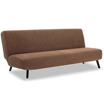 Immagine di TIANSHU Copridivano Senza Braccioli, 3 Posti Braccioli Elasticità Jacquard Antiscivolo Clic Clac Pieghevole Regolabile (3Posti, caffè)