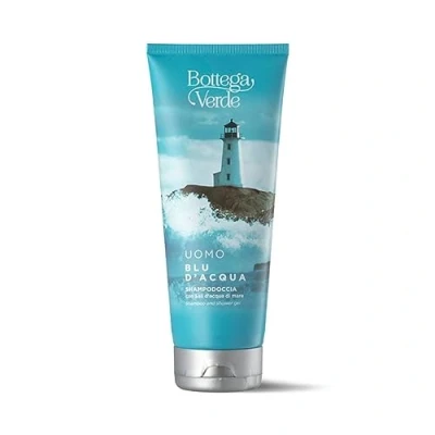 Immagine di Bottega Verde Blu d&#039;Acqua, Shampoo Doccia Uomo con Sali d&#039;Acqua di Mare, 200 ml, Azione Tonificante, Pratico Formato 2 in 1 per Detergere Pelle e Capelli