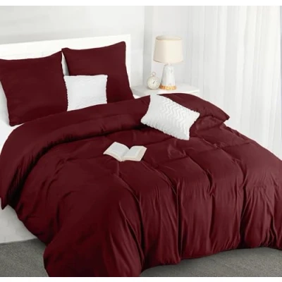 Immagine di Utopia Bedding Copripiumino Una Piazza e Mezza Microfibra 200x200cm + Federe 80x80cm Bordeaux