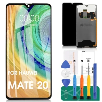 Immagine di Schermo di ricambio per Huawei Mate 20, display LCD digitalizzatore touch screen HMA L29, L09, kit riparazione (nero)