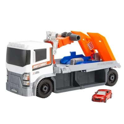 Immagine di Matchbox Action Drivers Carro Attrezzi con Gru funzionante e Audi TT RS Coupè in Scala 1:64 Inclusa, Gancio da Traino collegabile Incluso, Giocattolo per Bambini, 3+ Anni, HRY43