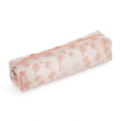 Immagine di Miquelrius astuccio ovale con FIORI ricamati, 1 scomparto, dimensioni 200 x 45 mm, materiale poliestere, chiusura zip, maniglia in metallo, Rosa, PORTATODO ROSA