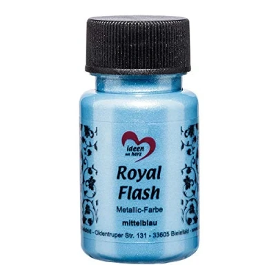 Immagine di ideen mit herz Colore acrilico metallico Royal Flash con riflessi metallici e particelle glitterati fini Vernice brillante metallizzata per gagliette 50 ml (blu medio)
