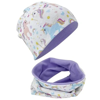 Immagine di HECKBO Bambini Beanie Set cappello e sciarpa invernale Unicorno 2 6 anni 95% cotone con in pile Autunno Primavera Inverno Materiale elasticizzato morbido di facile manutenzione