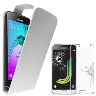 Immagine di ebestStar Cover compatibile con Samsung J3 2016 Galaxy SM J320F Custodia Protezione Pelle PU Risvolto Verticale, Bianco + Pellicola VETRO Temperato [Apparecchio: 142.3 x 71 7.9mm, 5.0&#039;&#039;]