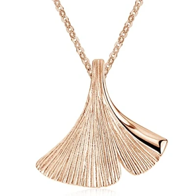 Immagine di MATERIA by Matthias Wagner Ginkgo Ciondolo a forma di foglia oro rosa, in Argento sterling 925, placcato oro,