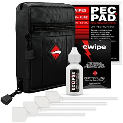 Immagine di Photographic Solutions Digital Survival Kit Type 3 (24mm) Sensor Swabs, PEC PAD Photo Wipes, E Wipe Packet, Eclipse Optic Cleaning Fluid Camera with Travel Bag