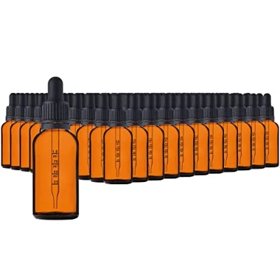 Immagine di HandsUnity 30ml 110pz Bottiglia Pipetta Piccola di Vetro set Vasetti da Farmacia in Ambrato con Tappo Nero per include 5pcs Accessori Bottiglie Marrone