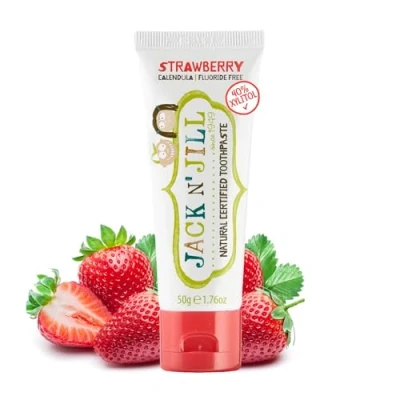 Immagine di Jack N&#039; Jill Kids Natural Toothpaste, Made With Ingredients, Helps Soothe Gums &amp; Fight Tooth Decay, Suitable From 6 Months+ Strawberry Flavour 1 x 50g