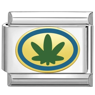 Immagine di Quiges Modulo Charm Link in Stile Italiano da 9 mm Acciaio Inox Erba per bracciali Italian Links