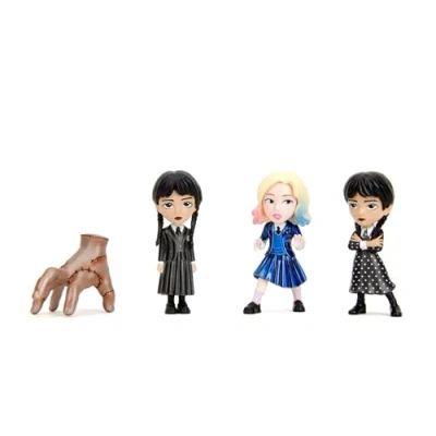 Immagine di Jada Set di 4 personaggi della serie realizzati in metallo, mercoledì con abito talpe, Cosa, Enid, 7 cm, prodotto autentico ufficiale, a partire da 3 anni (253252040), multicolore, normale