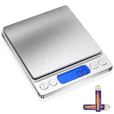 Immagine di Gvolatee 3kg/0.1g inox bilancia cucina digitale elettroniche con LCD display e funzione tara, bilance di precisione spegnimento automatico 6 unità, pesatura cibi per cottura, miscelazione