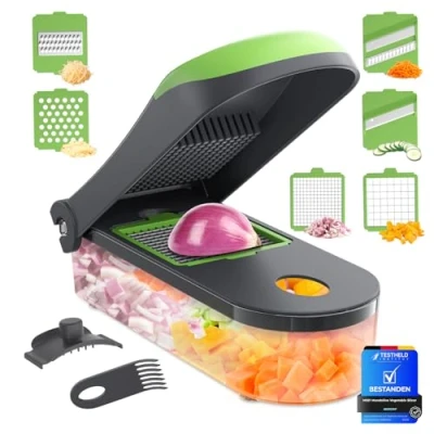 Immagine di Ibergrif M521 Taglia Verdure Manuale, Cubetti Multifunzionale, 6 in 1 Mandolina Verdure, Carote Senza BPA, Affetta per Tritare Frutta e Verdura