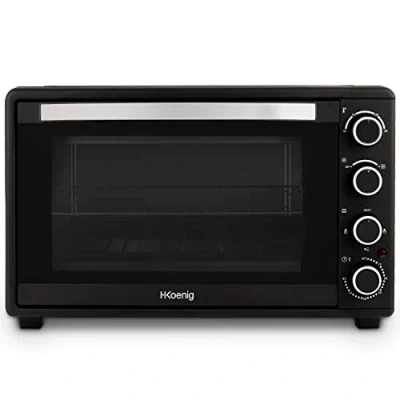 Immagine di H.Koenig FO45 Mini Forno elettrico 45L Compatto Multifunzione Programmabile, fino a 230, Timer 60 min, Spegnimento automatico, Porta in vetro, Griglia e vaschetta raccogli briciole, 2000W