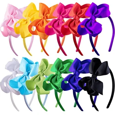 Immagine di SIQUK 12 Pezzi Cerchietti per Capelli con Fiocco Fasce Colorati Ragazze, Colori