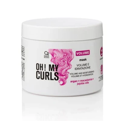 Immagine di Oh! My Curls, Maschera Volume e Idratazione, per Capelli con Collagene, Olio di Argan, Macadamia, Jojoba, Adatta Ricci Sottili, Dona Corpo Volume, 500 ml