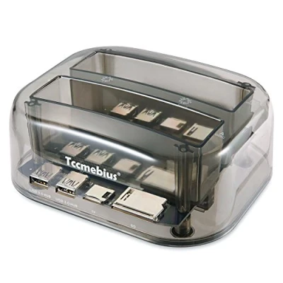 Immagine di Tccmebius Docking Station per Disco Rigido, TCC S865 DE USB 3.0 a IDE SATA Doppie Slot Enclosure HDD Esterno Con Lettore di Schede e 2 Porte Hub 3.0, 2.5&quot; 3.5&quot; I/II/III SSD