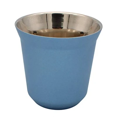 Immagine di Dianoo Tazza Di Caffè Tazzine Espresso In Acciaio Inox Doppio Muro Isolato Termicamente Capsula Blu