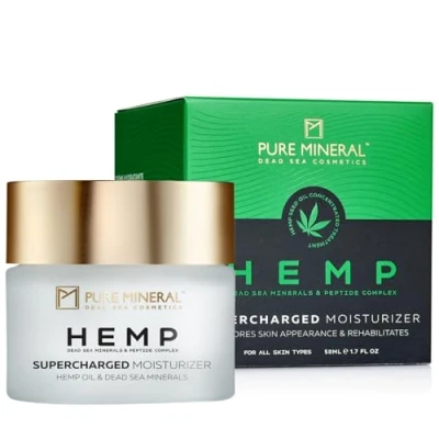 Immagine di Pure Mineral Idratante Supercharged alla Canapa Minerali del Mar Morto, Olio di Canapa, Idratazione Intensa, Anti Età Senza siliconi, solfati, parabeni 50ml