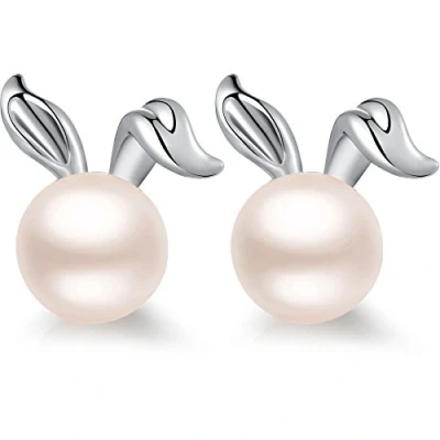 Immagine di Orecchini Coniglio Miaofu Donna Anallergici Perle Argento Di Perla Set Sterling 8mm