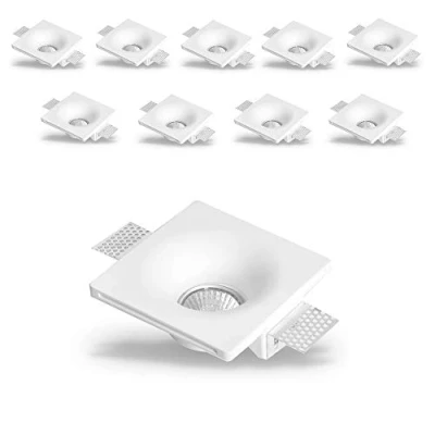 Immagine di Eurekaled® 10pz Portafaretto in Gesso CERAMICO da Incasso Conico per Controsoffitti GU10 e MR16 cod.,1288