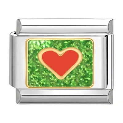 Immagine di Quiges Modulo Charm Link in stile italiano da 9 mm acciaio inox Cuore per bracciali Italian Links
