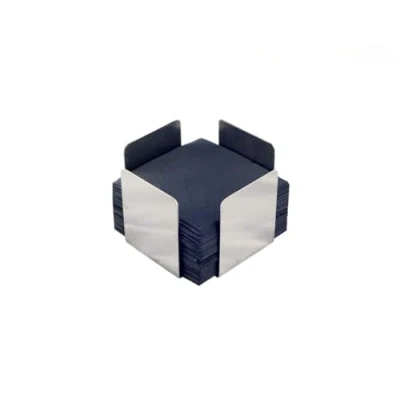 Immagine di Hostelnovo Portatovaglioli in acciaio inox ideale per tovaglioli da cocktail 11 x 7 cm Include 50 neri a micropunto.