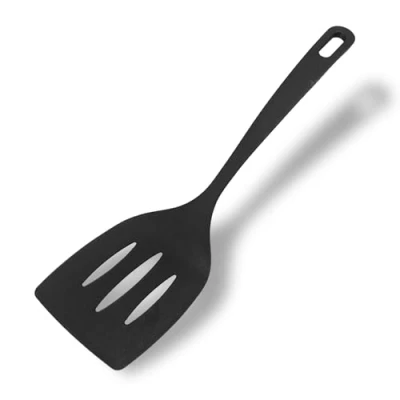 Immagine di Fackelmann Paletta forata antiaderente in Nylon alto spessore, max 200C, lavabile lavastoviglie, dim 31 x 8,5 cm, linea Nero