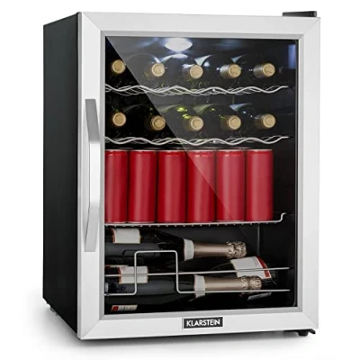 Immagine di KLARSTEIN Mini Frigo da Camera per Birra, Portatile, Piccolo Ufficio, con Porta in Vetro, Bar Ripiani Rimovibili, 0 13C, 60L