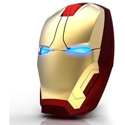 Immagine di Mouse senza fili Cool Iron Man 2.4G Portatile Mobile Computer Click Silent Optical Mice with USB Receiver, for Notebook PC Laptop MacBook (Gold)