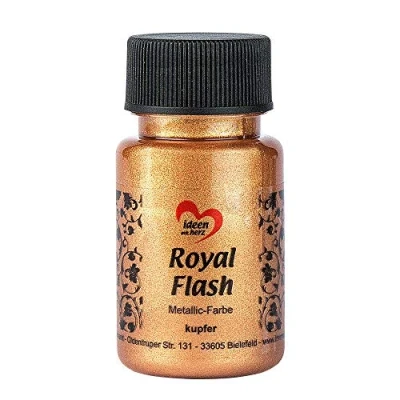 Immagine di ideen mit herz Colore acrilico metallico Royal Flash con riflessi metallici e particelle glitterati fini Vernice brillante metallizzata per gagliette 50 ml (rame)