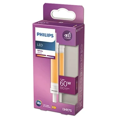 Immagine di Philips Lighting 871951430381200 LED (monocolore) ERP E (A G) R7s Forma di asta 7.2 W = 60 Bianco caldo (Ø x L) 15 mm 118 1 pz.