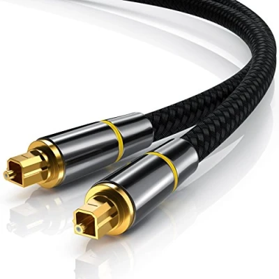 Immagine di CSL 5m Cavo Ottico Platinum toslink HQ Digitale connettore in Fibra Ottica Metallo con contatti Dorati DTS Dolby HiFi Console