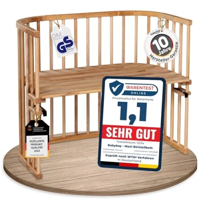 Immagine di babybay Maxi letto extra large in legno massello di faggio I Altezza infinitamente variabile per il dei bambini, Nucleo oliato