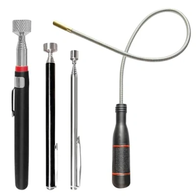 Immagine di 4 Pezzi Calamita Telescopica Sollevatore,Calamita Telescopica(1,5LB 5LB 10LB),550mm Flessibile,Strumento Magnetico per Pickup La Raccolta di Piccole Parti Oggetti Metallici