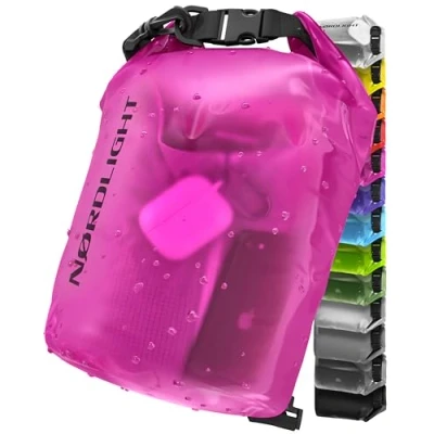Immagine di Dry Bag E Borsa Impermeabile (2L, Rosa) Con Chiusura A Rullo Tracolla Per Nuoto, Spiaggia, Canoa, Stand Up Paddling, Immersioni
