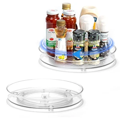 Immagine di LUZOON Organizer Girevole, Lazy Susan 360 Per Cucina Vassoi Girevoli Vassoio Girevole Portaoggetti Portaspezie Spezie, Frutta, Snack (23CM+27CM)
