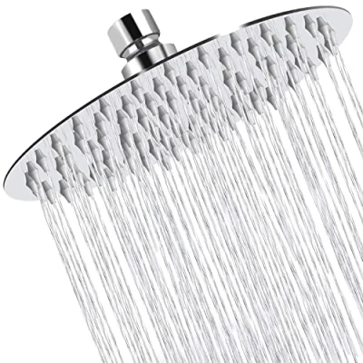Immagine di Hettecy Soffione Doccia rotondo da 20 cm, Anticalcare, Testa Tonda ad Alta Pressione in Inox 304,Soffione a Pioggia