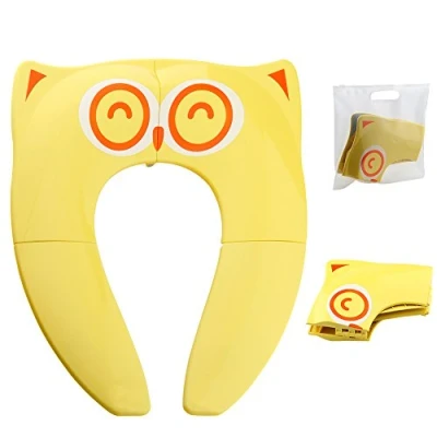 Immagine di UPGRADE Gimars Riduttore WC per Bambini/Sedile Antiscivolo Portatile Water Vasino Pieghevole da Viaggio Riutilizzabile Bambini Vacanze con Borsa Trasporto, Giallo