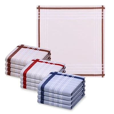 Immagine di JEMIDI Fazzoletti Cotone Uomo Set di 12 Stoffa per Naso Taschino Collo 40 x cm 100% Crema Grigio Blu