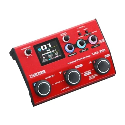 Immagine di BOSS VE 22 Vocal Performer Processore Multi Effetto Avanzato per i Cantanti Potenti Funzioni di Armonizzazione e Doubling Correzione Automatica dell&#039;Intonazione Ideale Esibirsi sul Palco