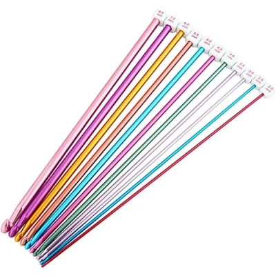Immagine di Uncinetto Set,Ferri da 11 PCS Multicolore Tunisino All&#039;Uncinetto in Alluminio Afgano per la Tessitura, Principianti e Professionisti