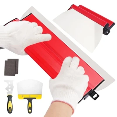 Immagine di BBWELL Spatole per Stucco,Spatola Stucco con Impugnatura a Z,Cazzuola Muratore Frattazzo Rasatura,Incl Spatola Multiuso,2 Spugne Abrasive,Attrezzi Cartongesso e Rasatura