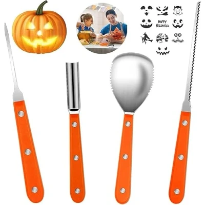 Immagine di UBITREE strumenti per intaglio di zucca, Kit zucca Halloween, Set zucche in acciaio inossidabile robusto a 4 pezzi