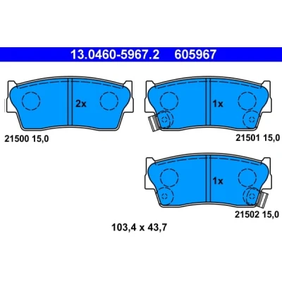 Immagine di ATE 13.0460 5967.2 Kit pastiglie freno con segnalatore acustico usura SUZUKI: Vitara I SUV, SUV Cabrio